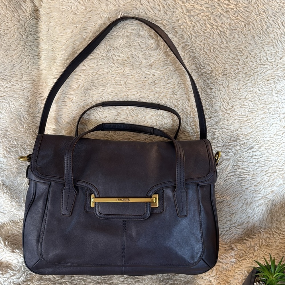 👜RARE!!! COACH TAYLOR LEATHER MARIN SATCHEL CARRYALL Navy blue - Picture 15 of 15